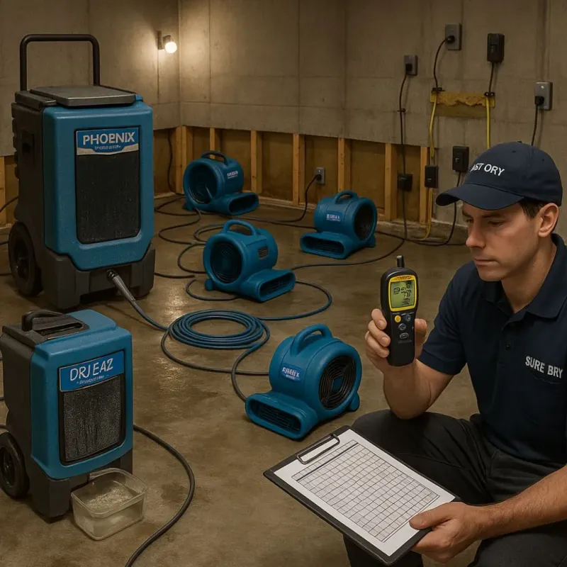 Structural Drying and Dehumidification process in Louisburg, NC
